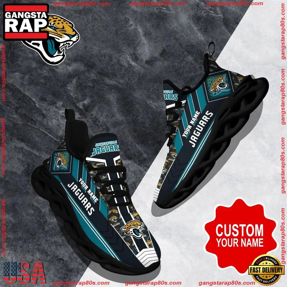 NFL Custom Name Jacksonville Jaguars Logo Max Soul Shoes Running Sneakers