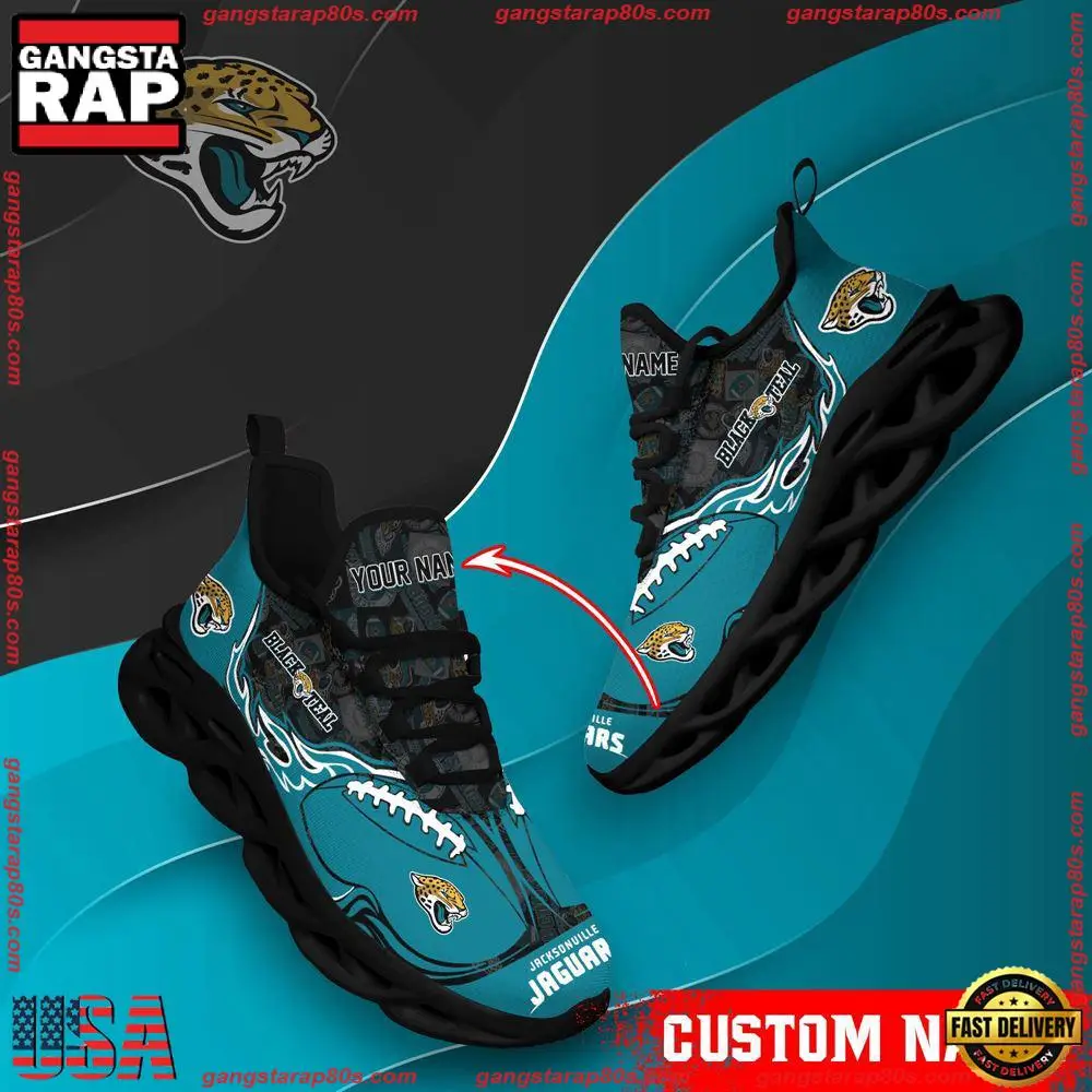 NFL Custom Name Jacksonville Jaguars Max Soul Shoes Running Sneakers
