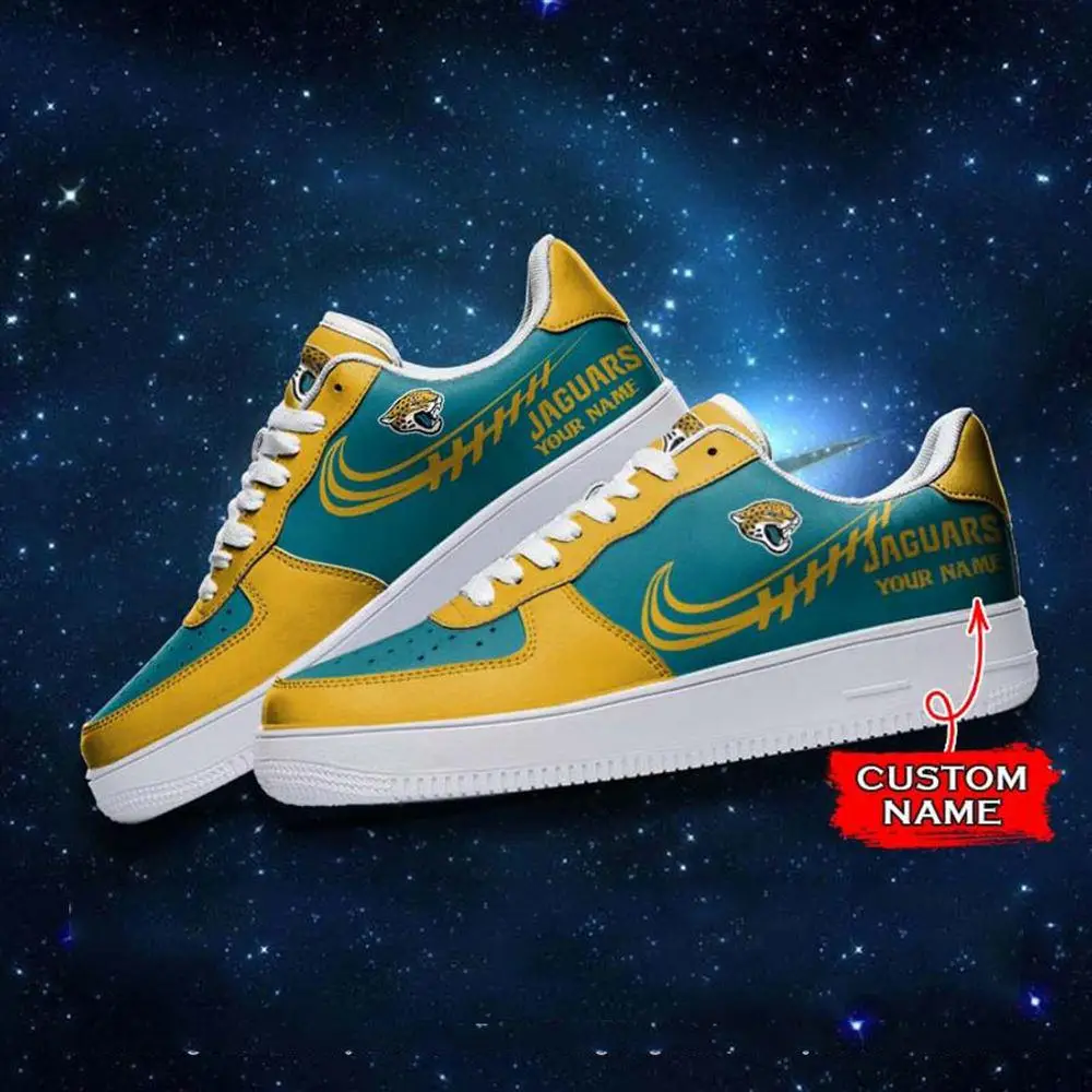 NFL Custom Name Jacksonville Jaguars Super Bowl Air Force 1 Sneaker Shoes NFL Custom Name Jacksonville Jaguars Super Bowl Air Force 1 Sneaker Shoes - Image 1