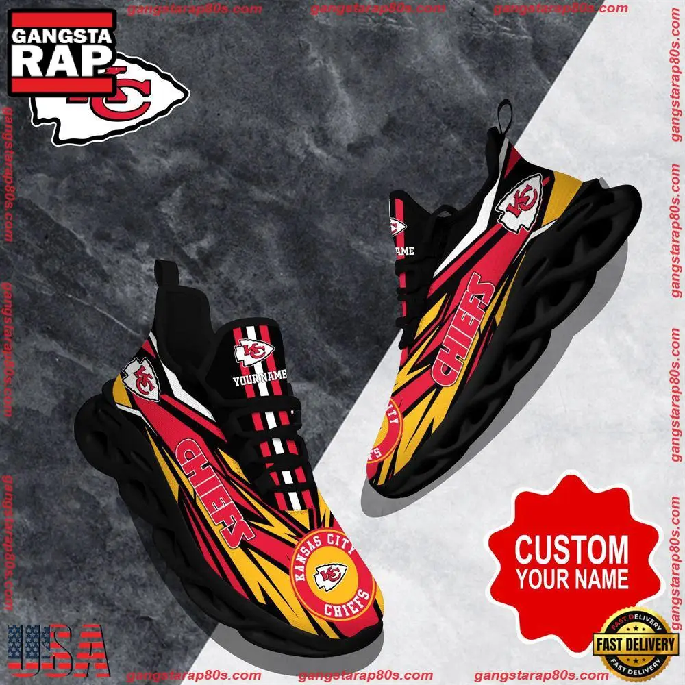 NFL Custom Name Kansas City Chiefs Football Max Soul Shoes Running Sneakers