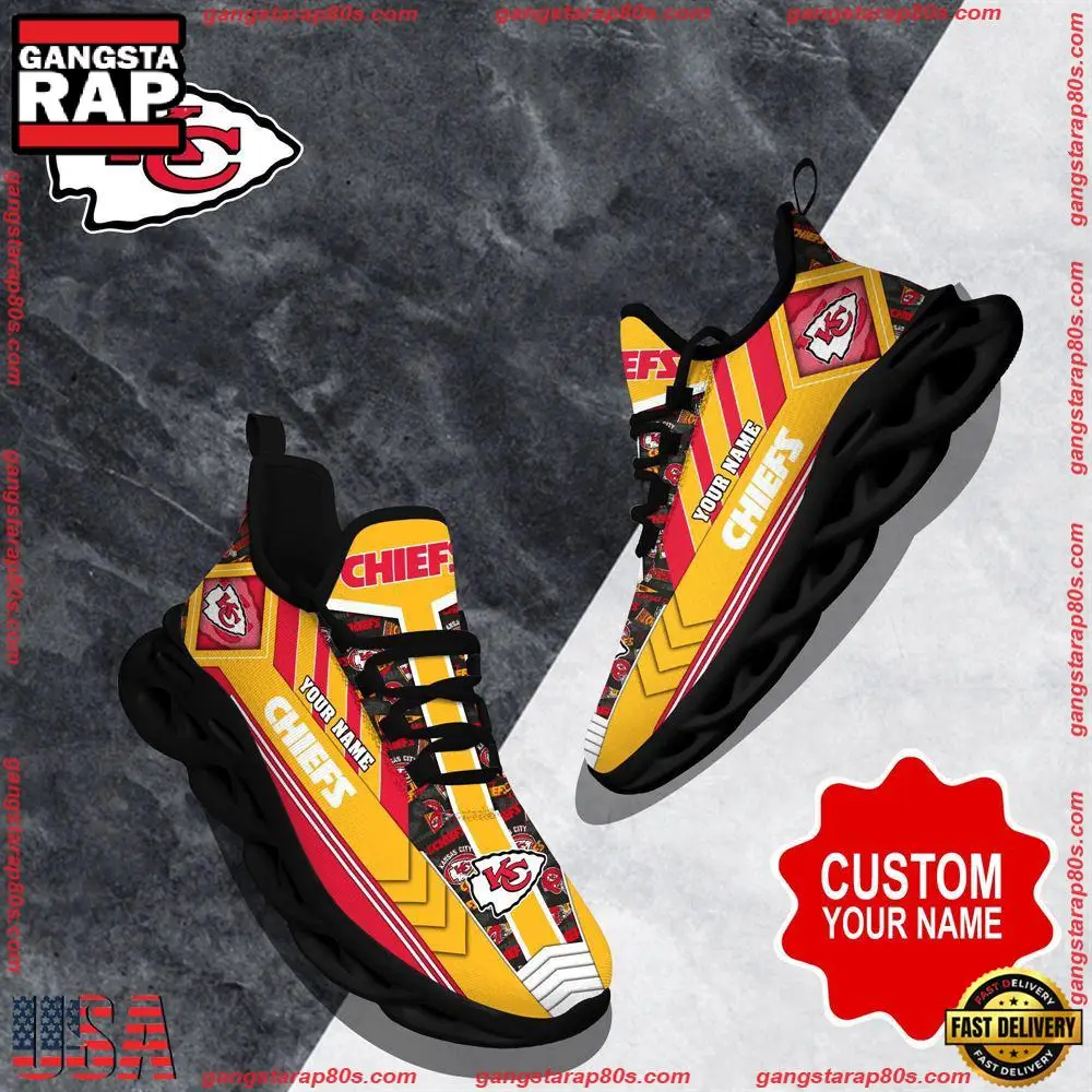 NFL Custom Name Kansas City Chiefs Logo Max Soul Shoes Running Sneakers