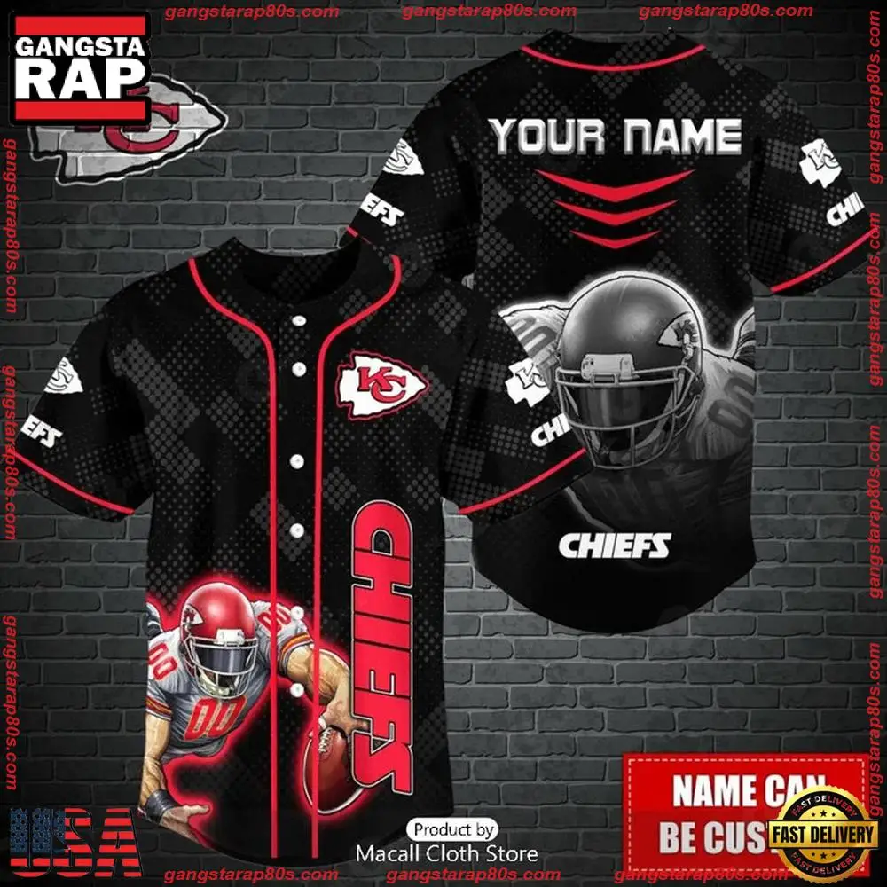 NFL Custom Name Kansas City Chiefs Mascot Baseball Jersey