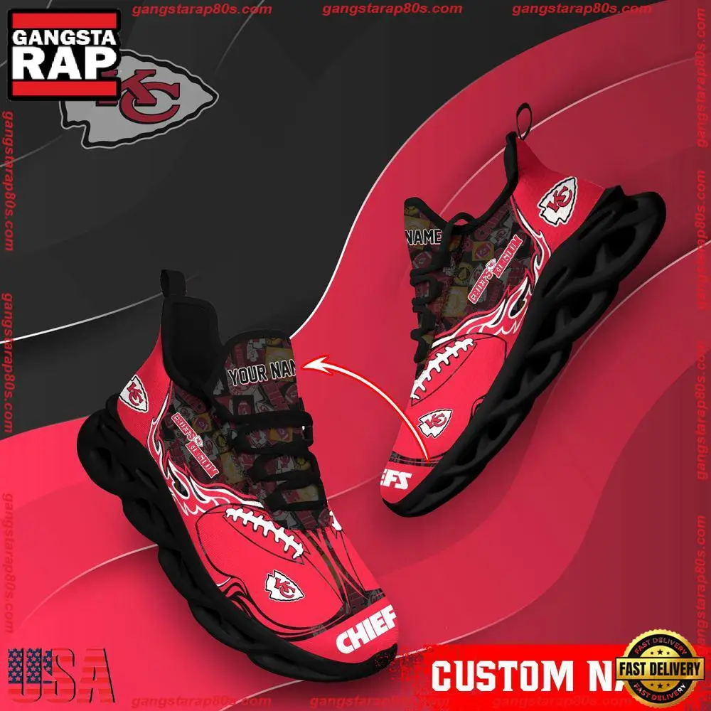 NFL Custom Name Kansas City Chiefs Max Soul Shoes Running Sneakers