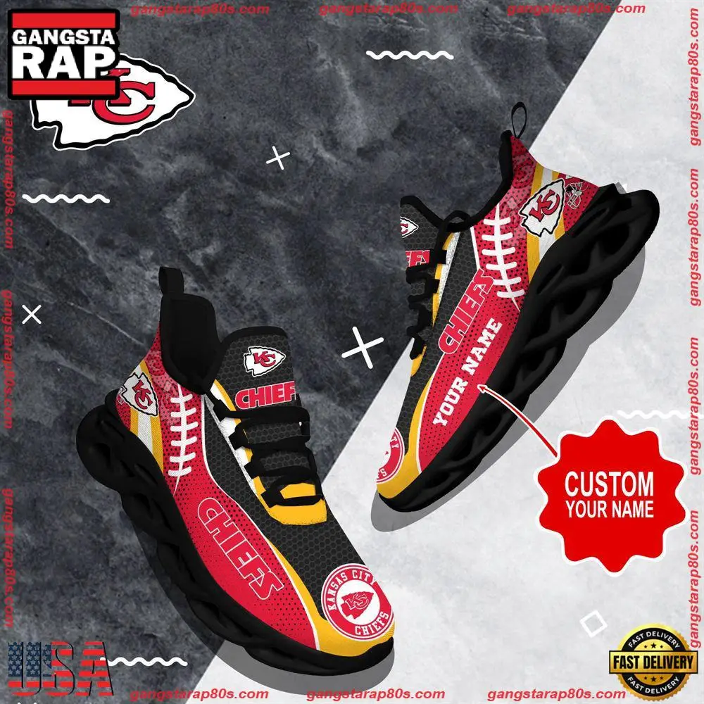 NFL Custom Name Kansas City Chiefs Shoes Sport Loves Max Soul Shoes Running Sneakers