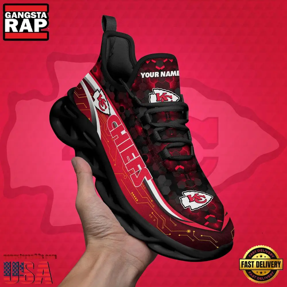 NFL Custom Name Kansas City Chiefs Team Logo New Design Max Soul Shoes Running Sneakers