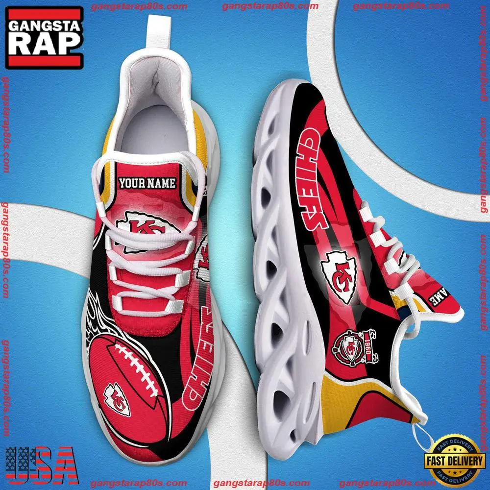 NFL Custom Name Kansas City Chiefs White C Shoes Max Soul Shoes Running Sneakers