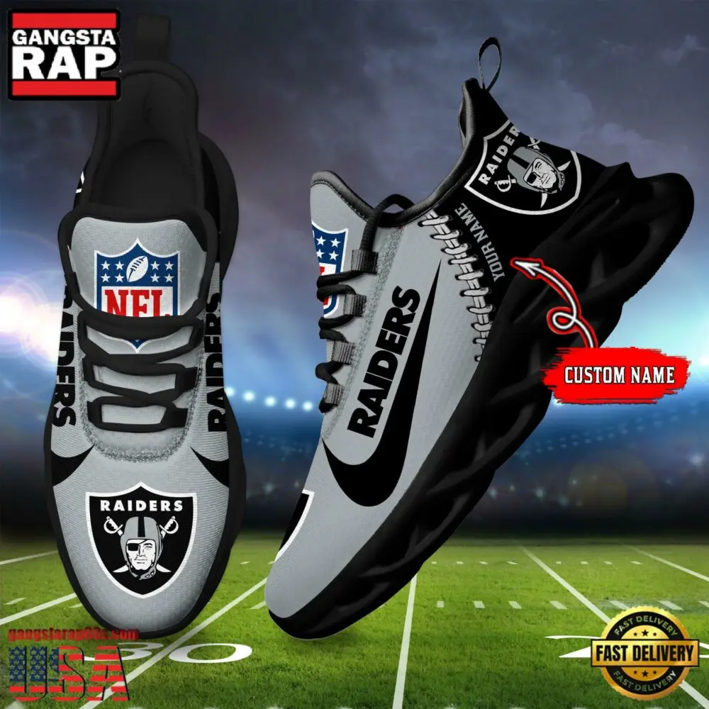 NFL Custom Name Las Vegas Raiders Football Team Design Max Soul Running Sneakers Shoes