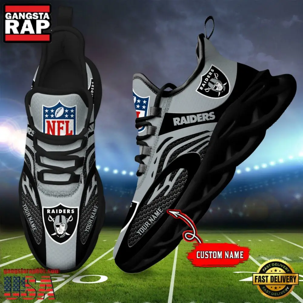 NFL Custom Name Las Vegas Raiders Limited New Design Max Soul Running Sneakers Shoes