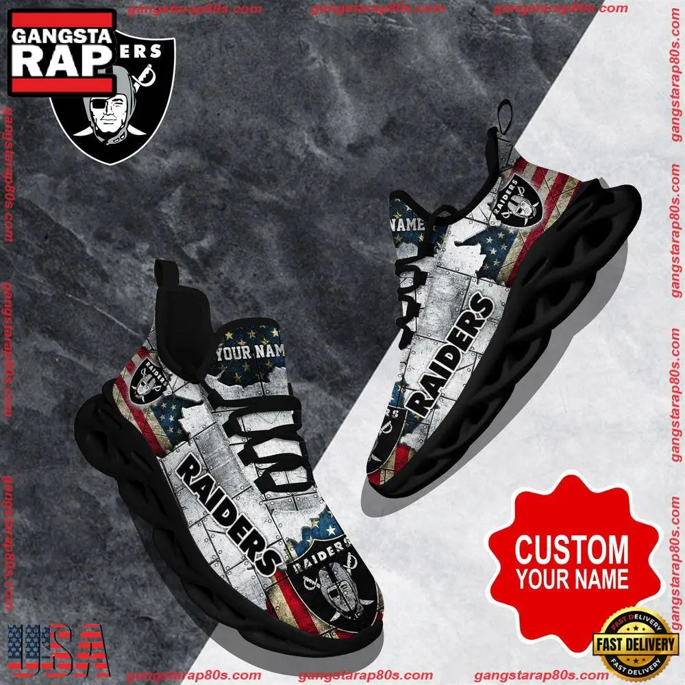 NFL Custom Name Las Vegas Raiders Max Soul Shoes Running Sneakers
