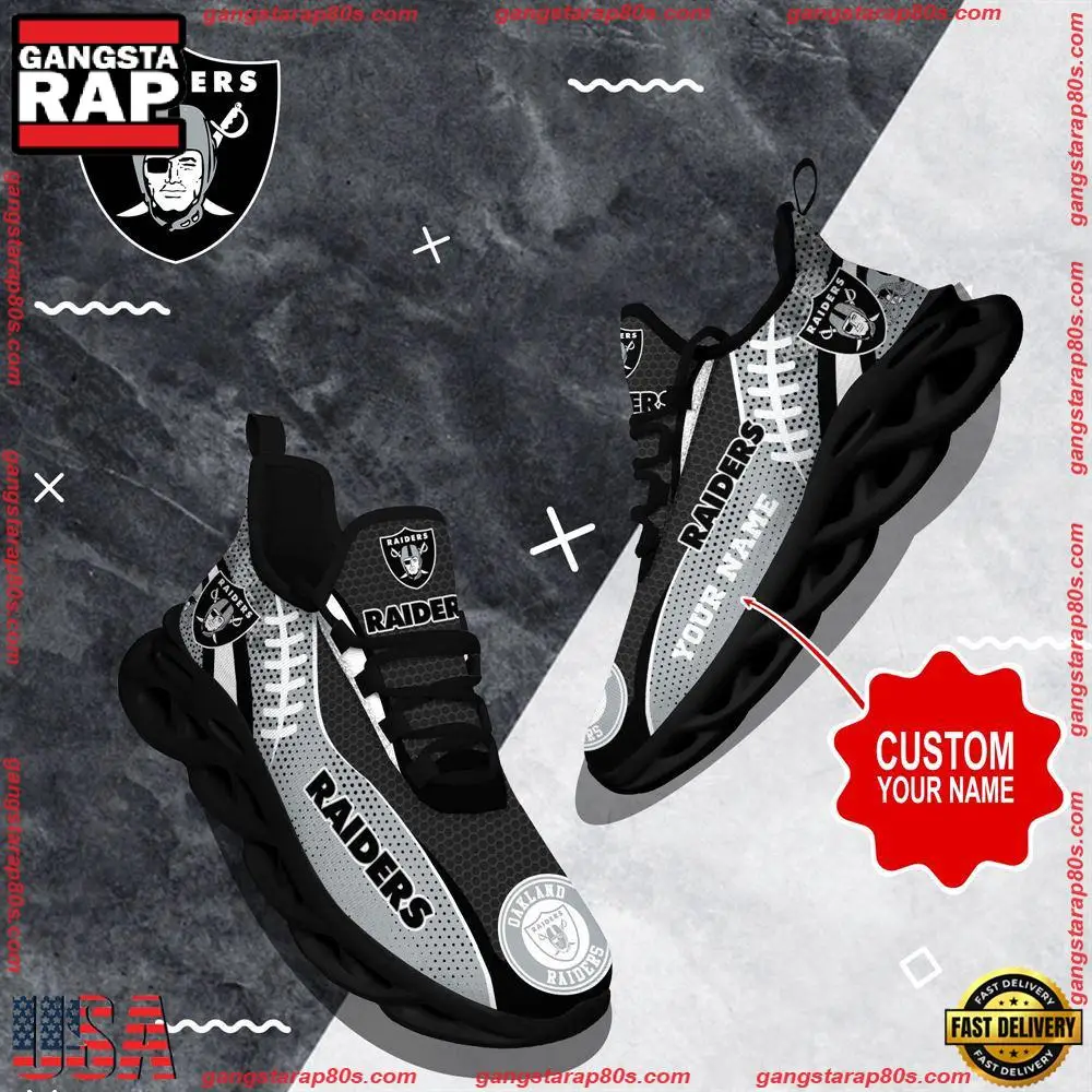 NFL Custom Name Las Vegas Raiders Shoes Sport Loves Max Soul Shoes Running Sneakers NFL Custom Name Las Vegas Raiders Shoes Sport Loves Max Soul Shoes Running Sneakers - Image 1