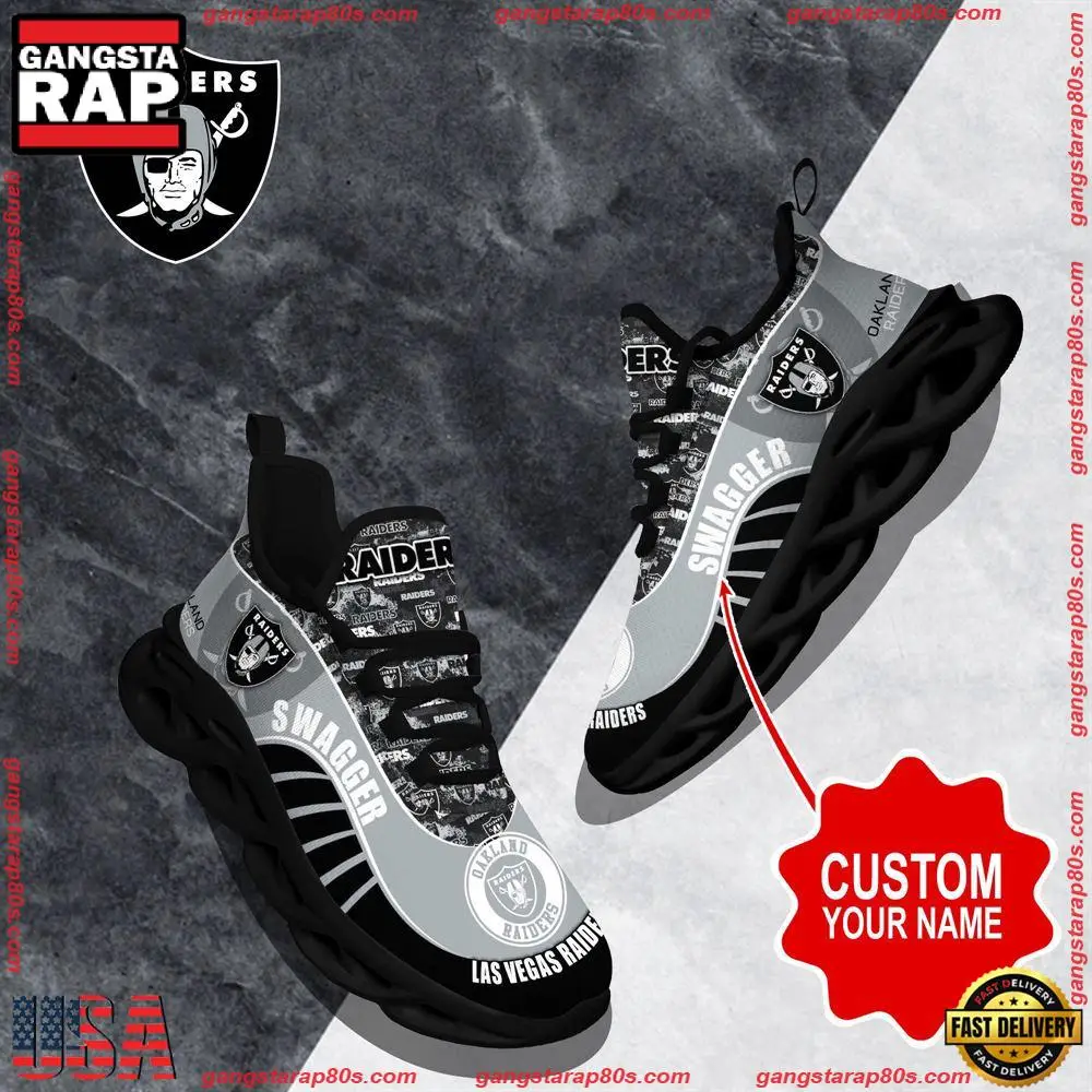 NFL Custom Name Las Vegas Raiders Sport Football Max Soul Shoes Running Sneakers