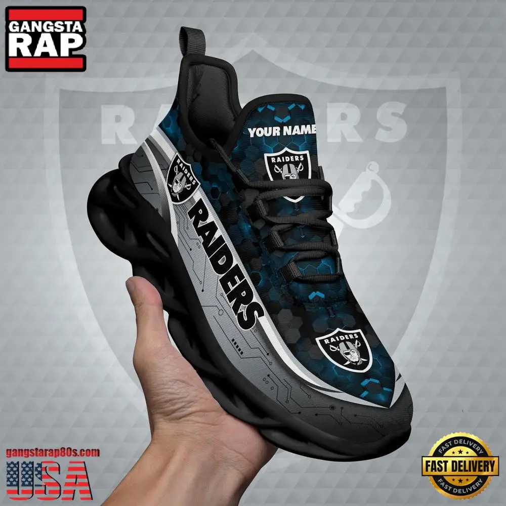 NFL Custom Name Las Vegas Raiders Team Logo New Design Max Soul Shoes Running Sneakers