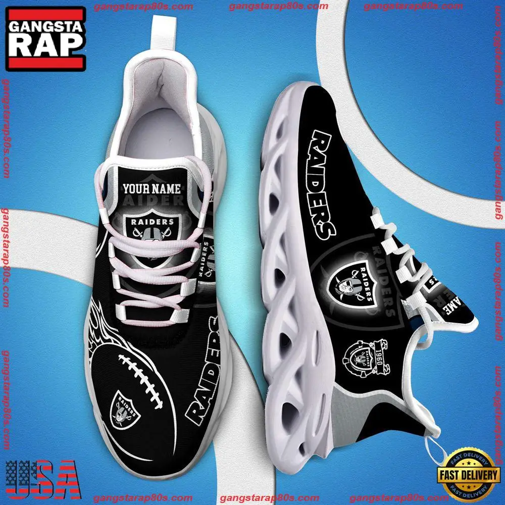 NFL Custom Name Las Vegas Raiders White C Shoes Max Soul Shoes Running Sneakers