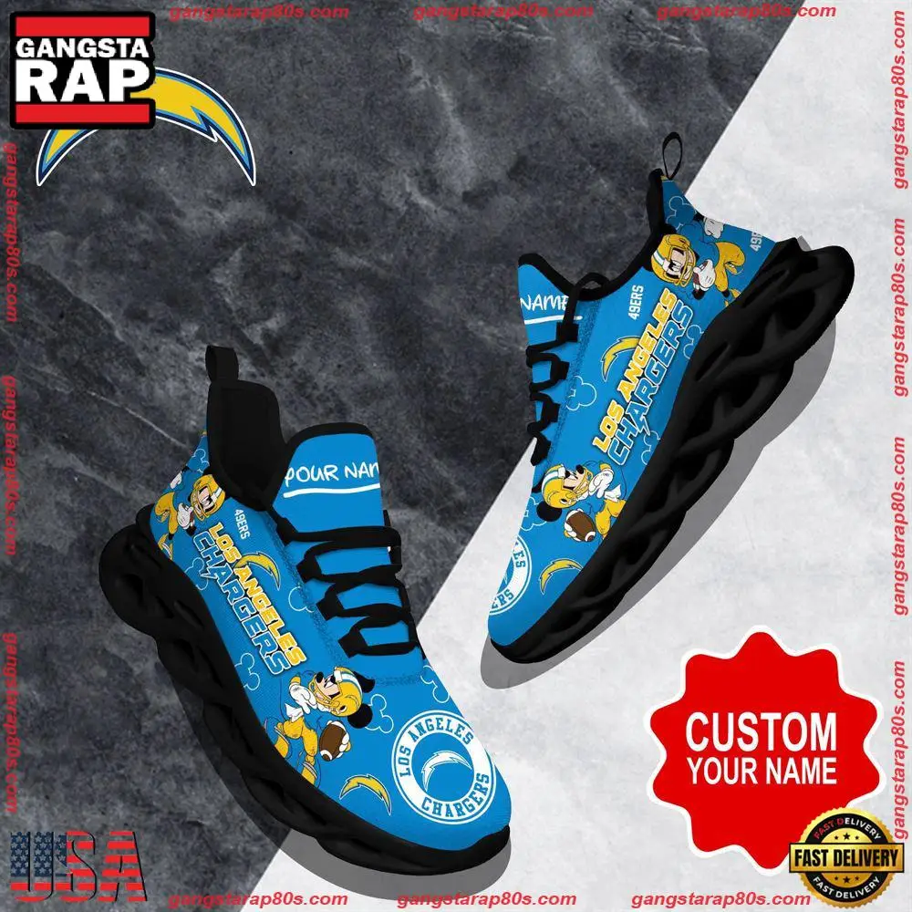 NFL Custom Name Los Angeles Chargers Christmas Max Soul Shoes Running Sneakers
