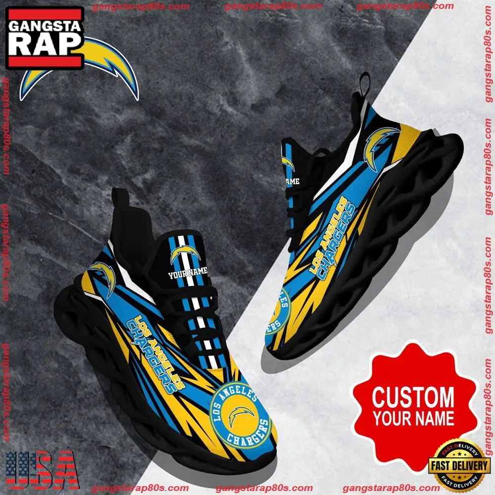 NFL Custom Name Los Angeles Chargers Football Max Soul Shoes Running Sneakers