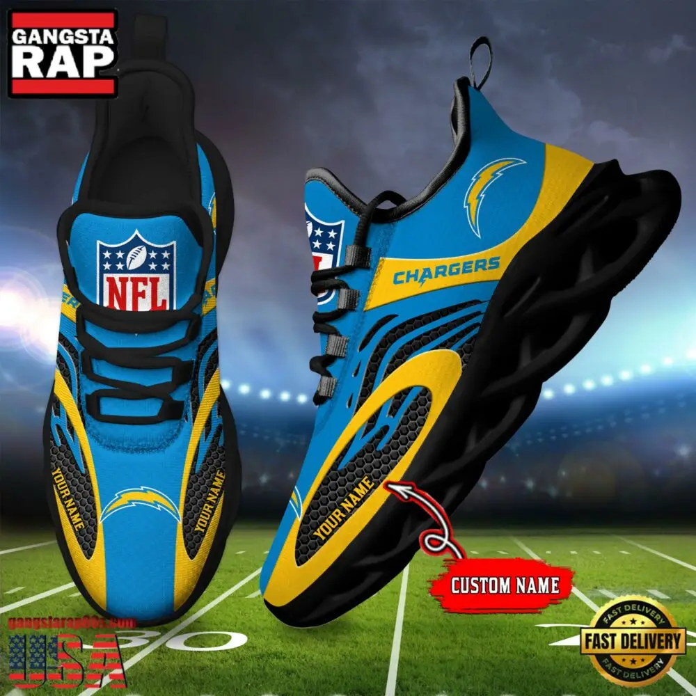 NFL Custom Name Los Angeles Chargers Limited New Design Max Soul Running Sneakers Shoes