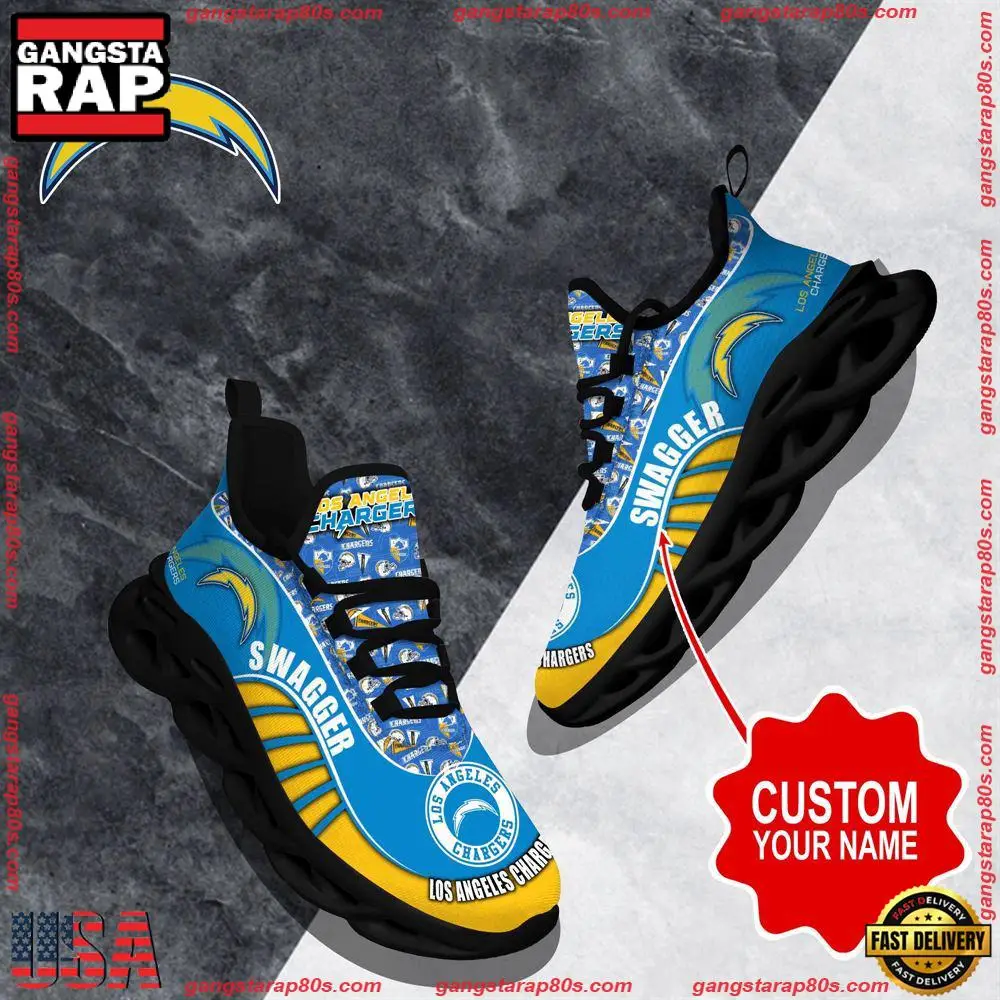 NFL Custom Name Los Angeles Chargers Sport Football Max Soul Shoes Running Sneakers