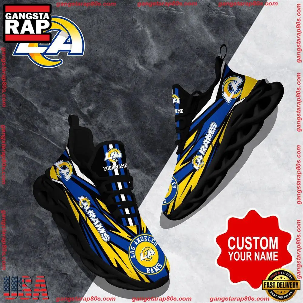 NFL Custom Name Los Angeles Rams Football Max Soul Shoes Running Sneakers