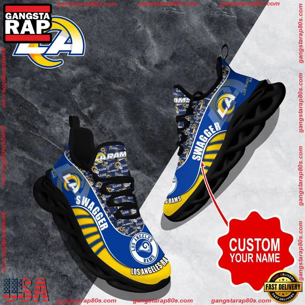 NFL Custom Name Los Angeles Rams Sport Football Max Soul Shoes Running Sneakers