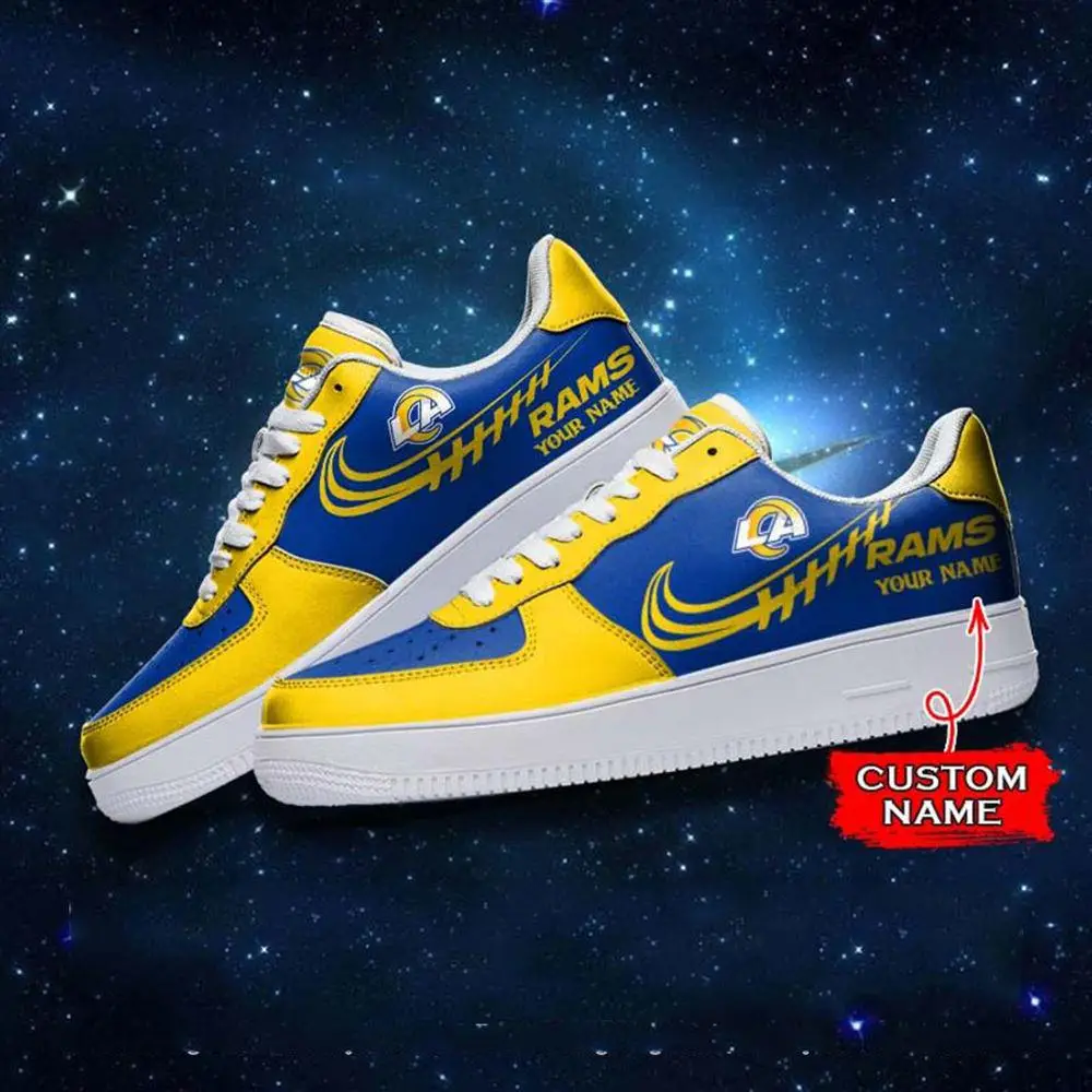 NFL Custom Name Los Angeles Rams Super Bowl Air Force 1 Sneaker Shoes NFL Custom Name Los Angeles Rams Super Bowl Air Force 1 Sneaker Shoes - Image 1