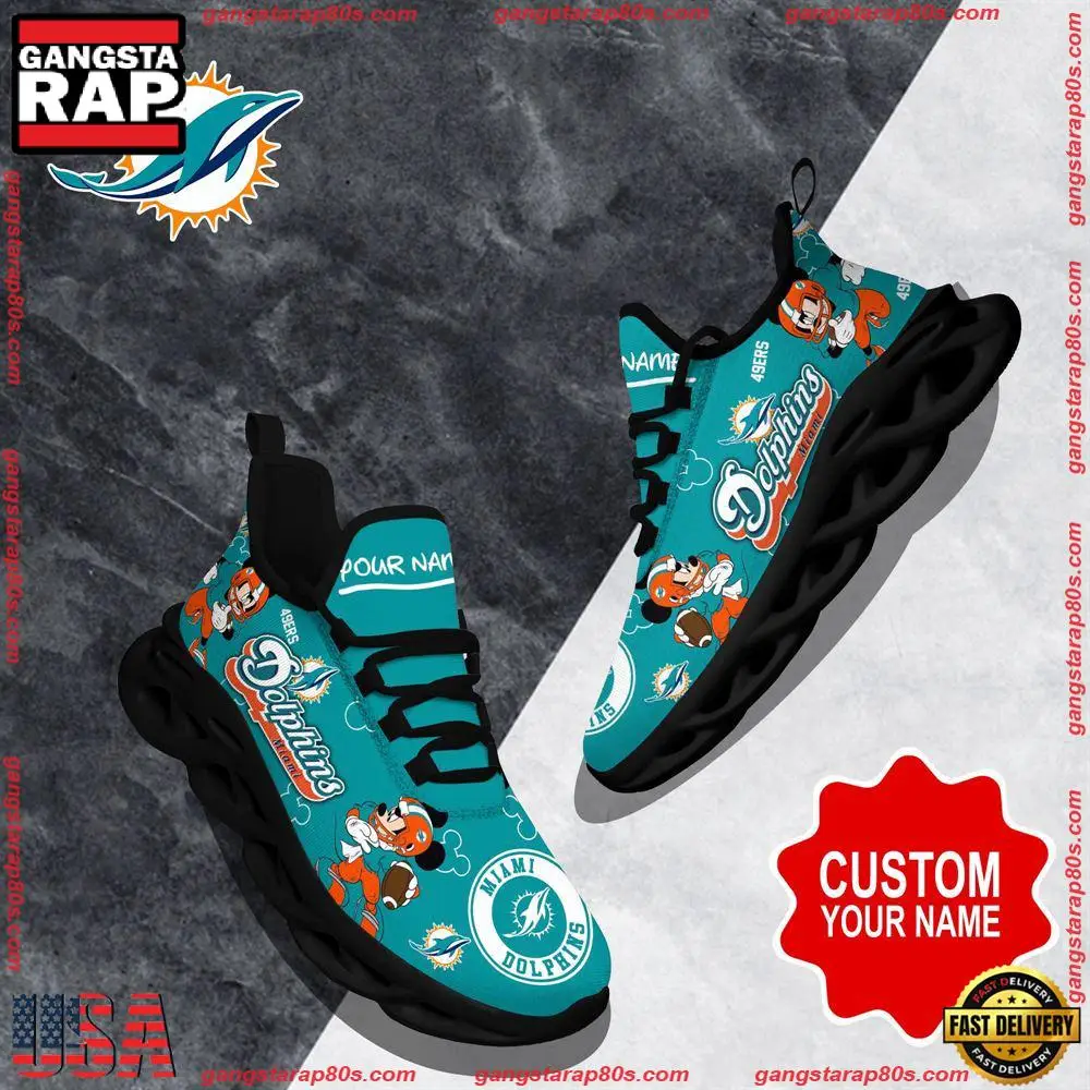 NFL Custom Name Miami Dolphins Christmas Max Soul Shoes Running Sneakers NFL Custom Name Miami Dolphins Christmas Max Soul Shoes Running Sneakers - Image 1