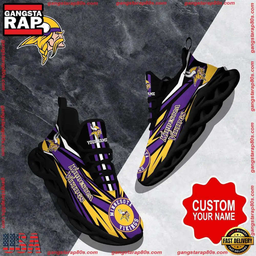 NFL Custom Name Minnesota Vikings Football Max Soul Shoes Running Sneakers