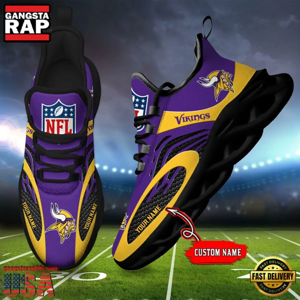 NFL Custom Name Minnesota Vikings Limited New Design Max Soul Running Sneakers Shoes