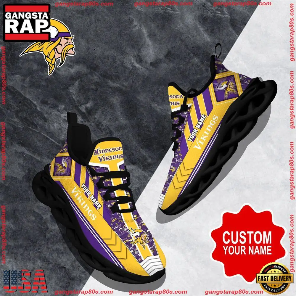 NFL Custom Name Minnesota Vikings Logo Max Soul Shoes Running Sneakers