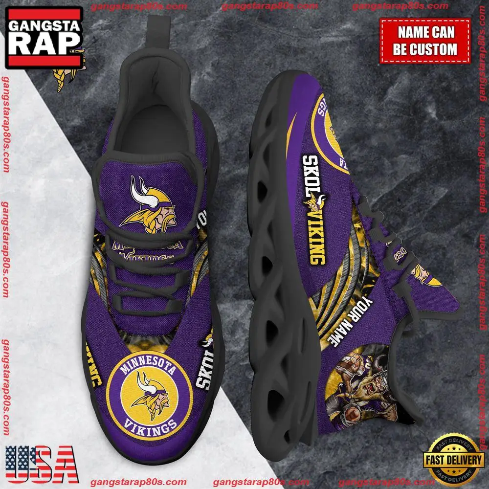 NFL Custom Name Minnesota Vikings Max Soul Shoes Running Sneakers NFL Custom Name Minnesota Vikings Max Soul Shoes Running Sneakers - Image 1