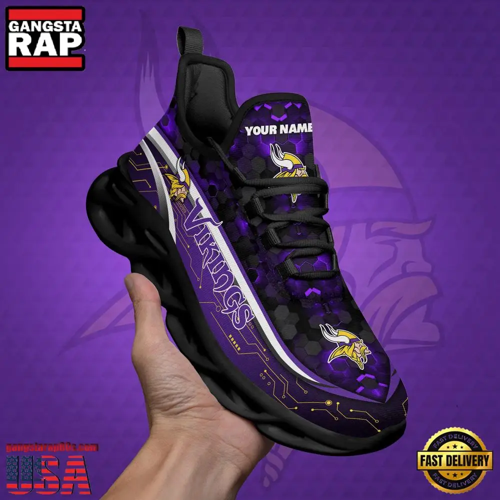 NFL Custom Name Minnesota Vikings Team Logo New Design Max Soul Shoes Running Sneakers NFL Custom Name Minnesota Vikings Team Logo New Design Max Soul Shoes Running Sneakers - Image 1