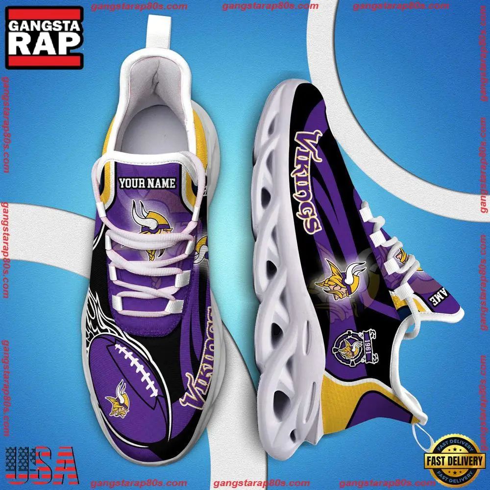 NFL Custom Name Minnesota Vikings White C Shoes Max Soul Shoes Running Sneakers