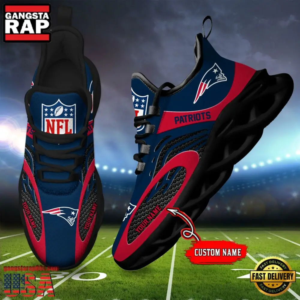 NFL Custom Name New England Patriots Limited New Design Max Soul Running Sneakers Shoes