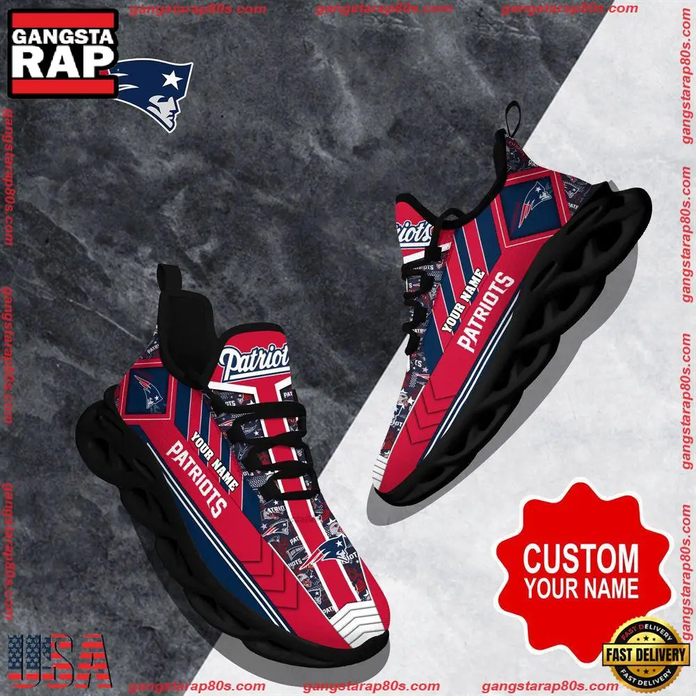 NFL Custom Name New England Patriots Logo Max Soul Shoes Running Sneakers