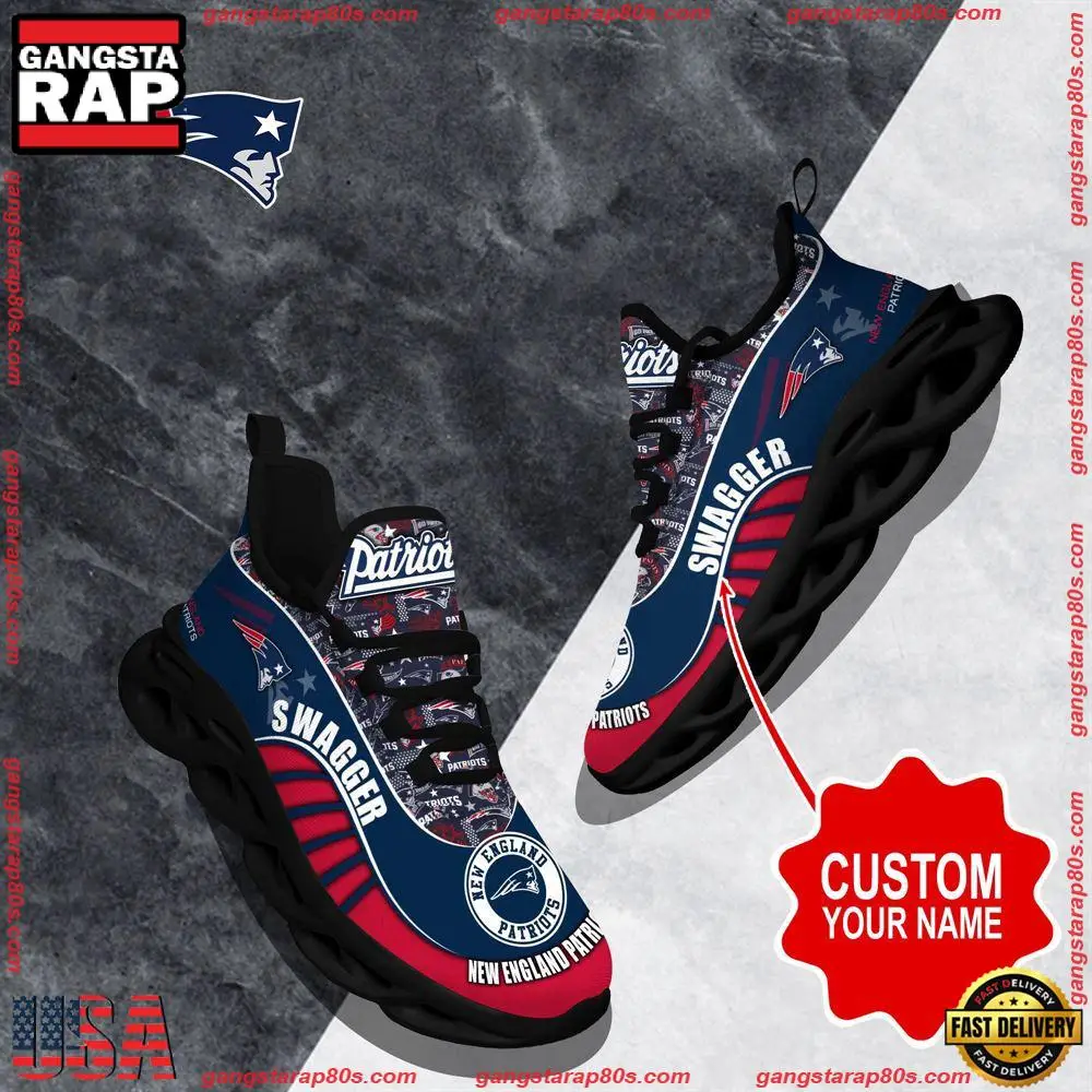 NFL Custom Name New England Patriots Sport Football Max Soul Shoes Running Sneakers