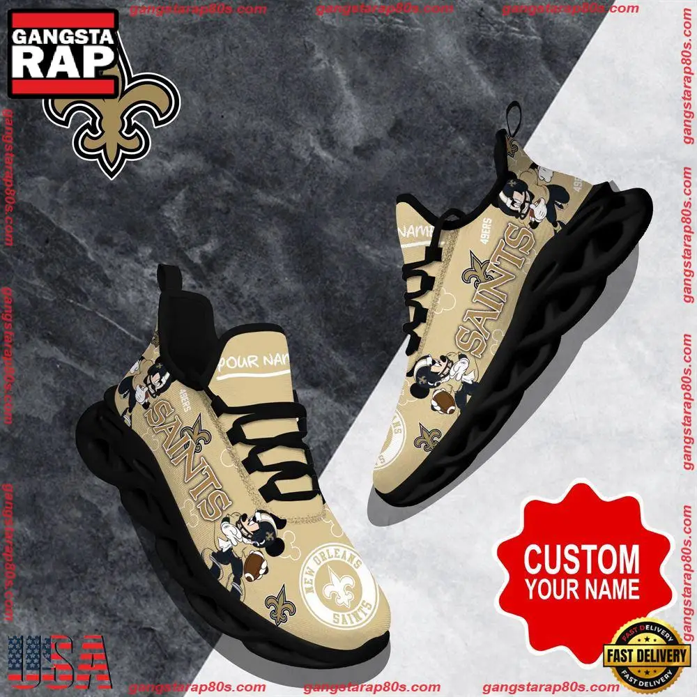 NFL Custom Name New Orleans Saints Christmas Max Soul Shoes Running Sneakers