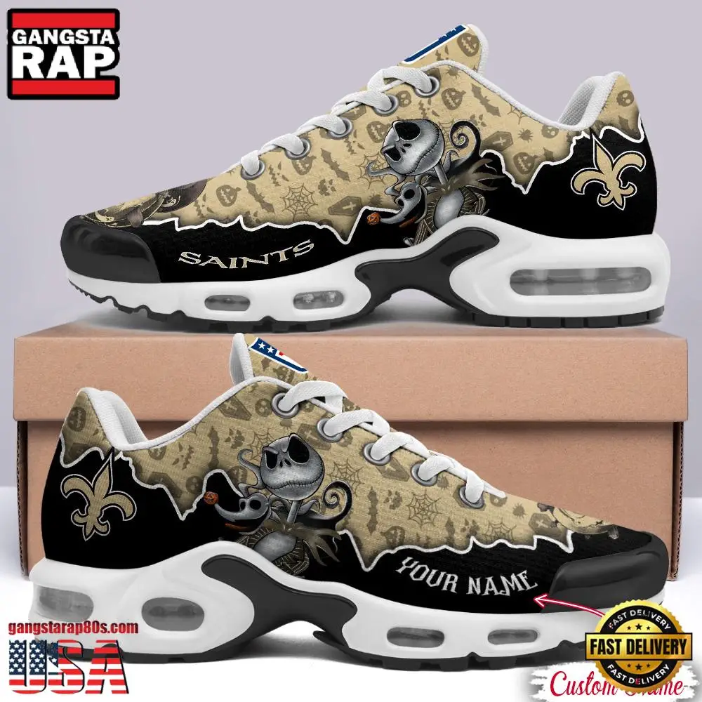 NFL Custom Name New Orleans Saints Jack Skellington Air Max Plus Shoes - Running Sneakers