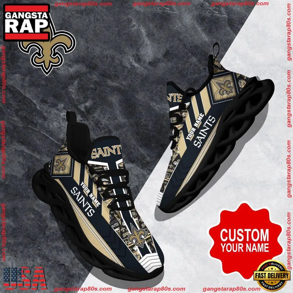 NFL Custom Name New Orleans Saints Logo Max Soul Shoes Running Sneakers