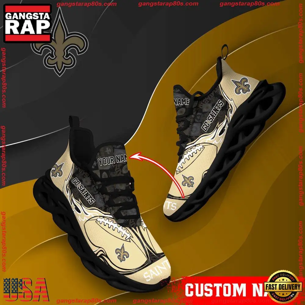 NFL Custom Name New Orleans Saints Max Soul Shoes Running Sneakers