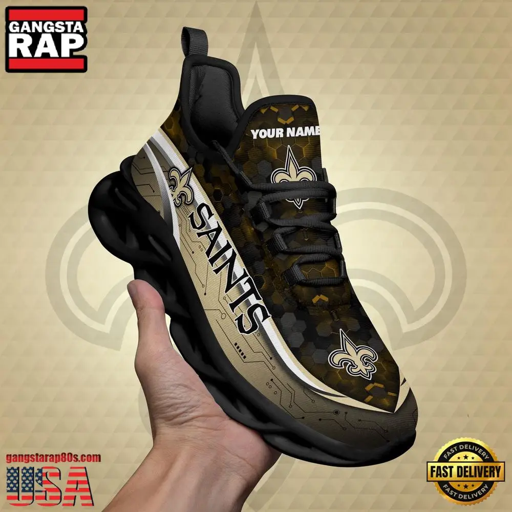 NFL Custom Name New Orleans Saints Team Logo New Design Max Soul Shoes Running Sneakers