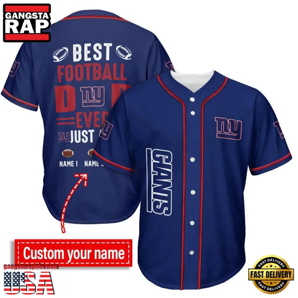 NFL Custom Name New York Giants Best Dad Ever New Design Baseball Jersey Shirt NFL Custom Name New York Giants Best Dad Ever New Design Baseball Jersey Shirt - Image 1