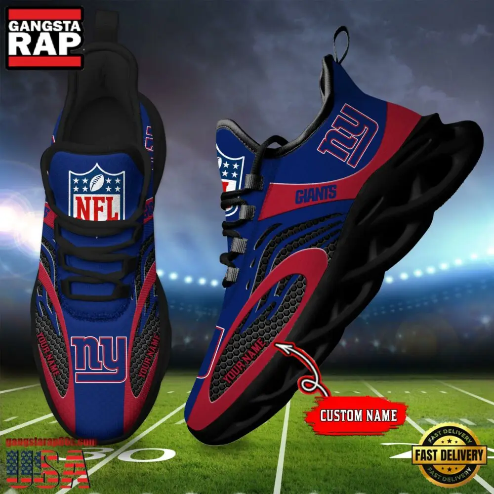 NFL Custom Name New York Giants Limited New Design Max Soul Running Sneakers Shoes