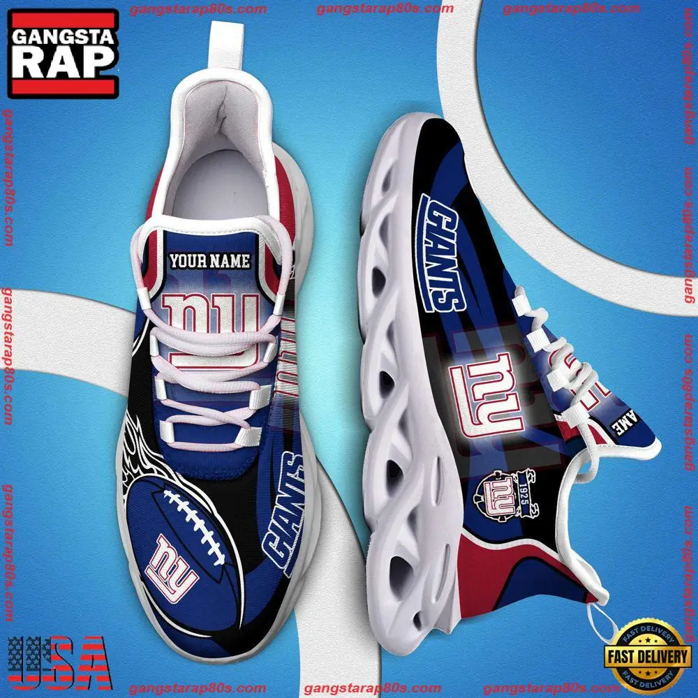 NFL Custom Name New York Giants White C Shoes Max Soul Shoes Running Sneakers NFL Custom Name New York Giants White C Shoes Max Soul Shoes Running Sneakers - Image 1