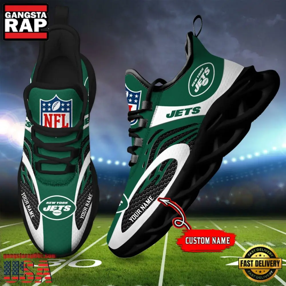 NFL Custom Name New York Jets Limited New Design Max Soul Running Sneakers Shoes