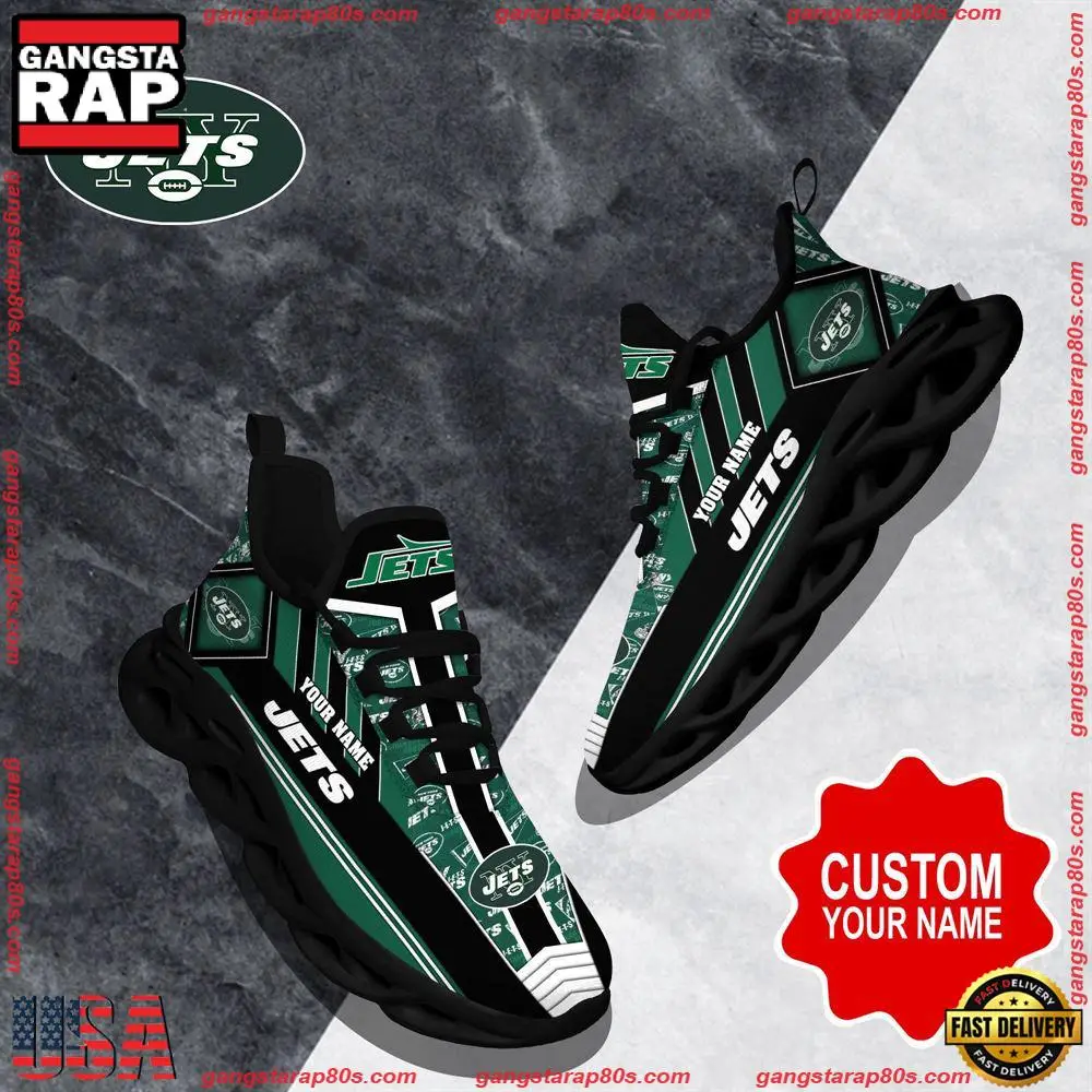 NFL Custom Name New York Jets Logo Max Soul Shoes Running Sneakers