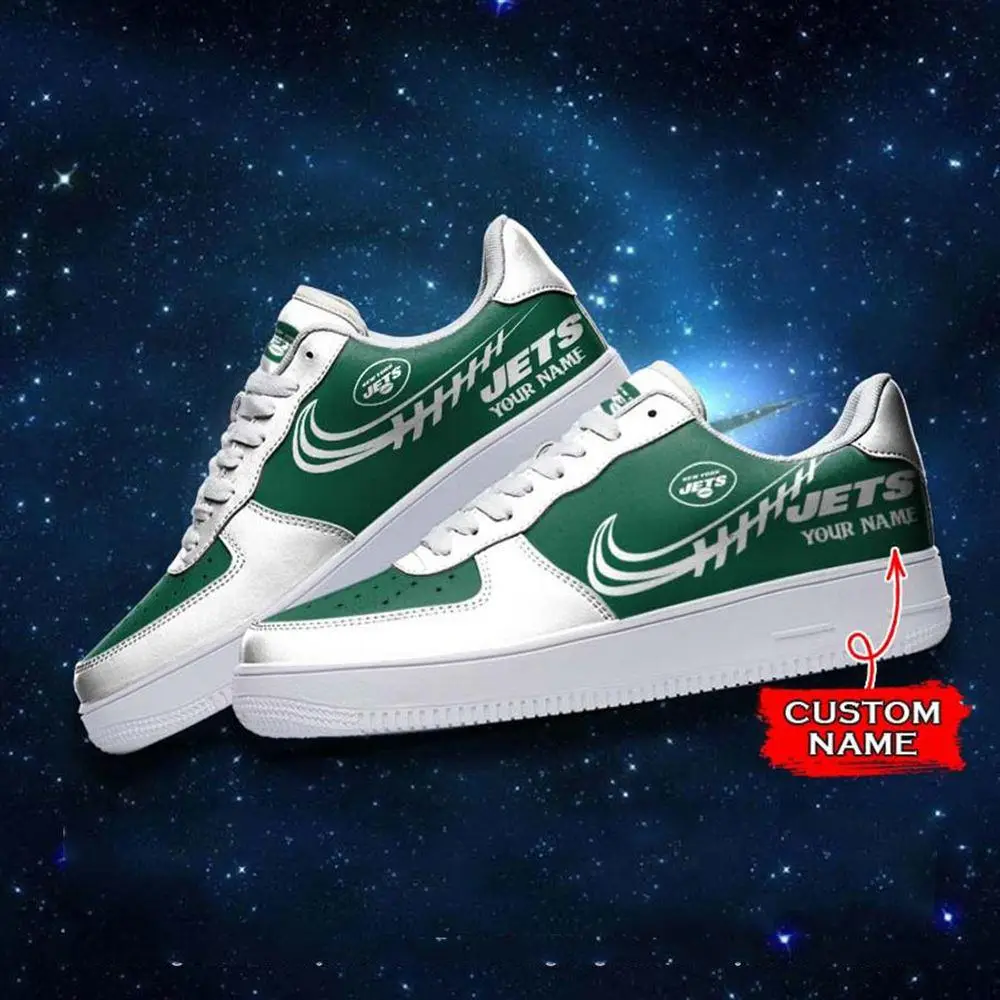 NFL Custom Name New York Jets Super Bowl Air Force 1 Sneaker Shoes NFL Custom Name New York Jets Super Bowl Air Force 1 Sneaker Shoes - Image 1