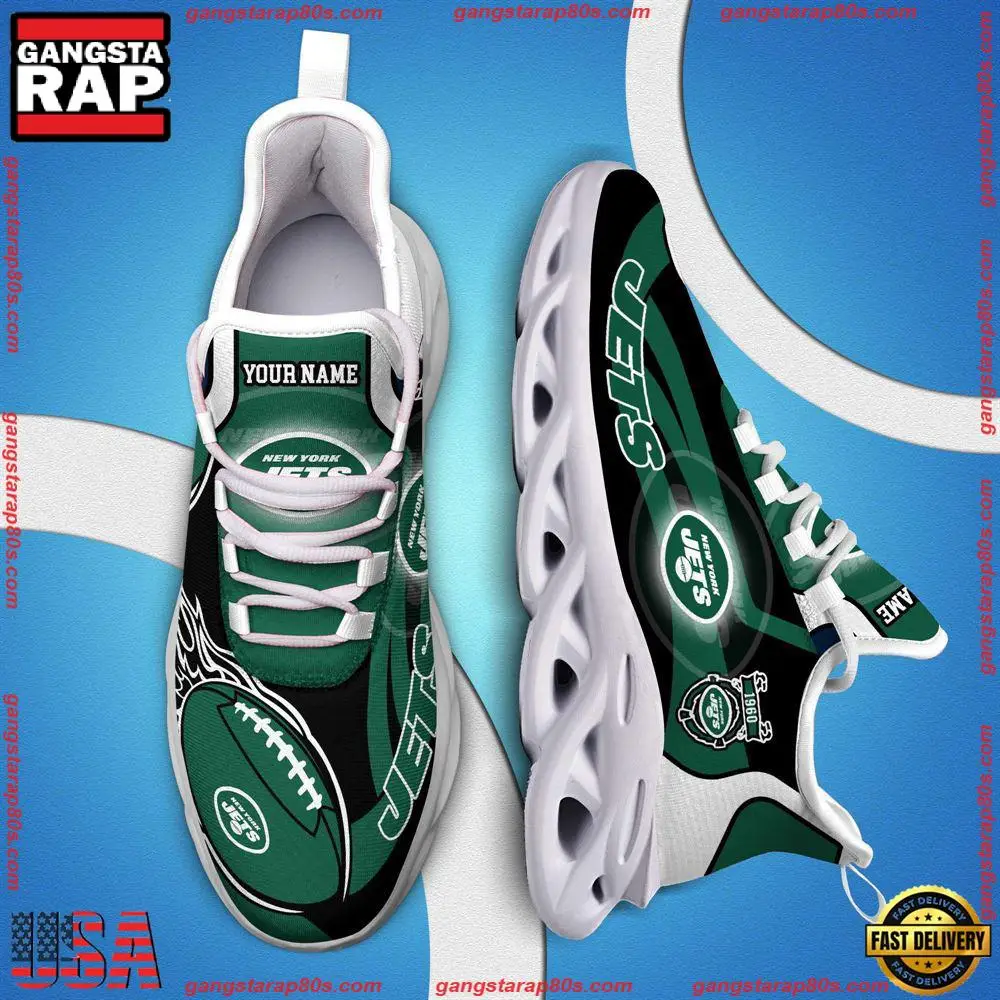 NFL Custom Name New York Jets White C Shoes Max Soul Shoes Running Sneakers