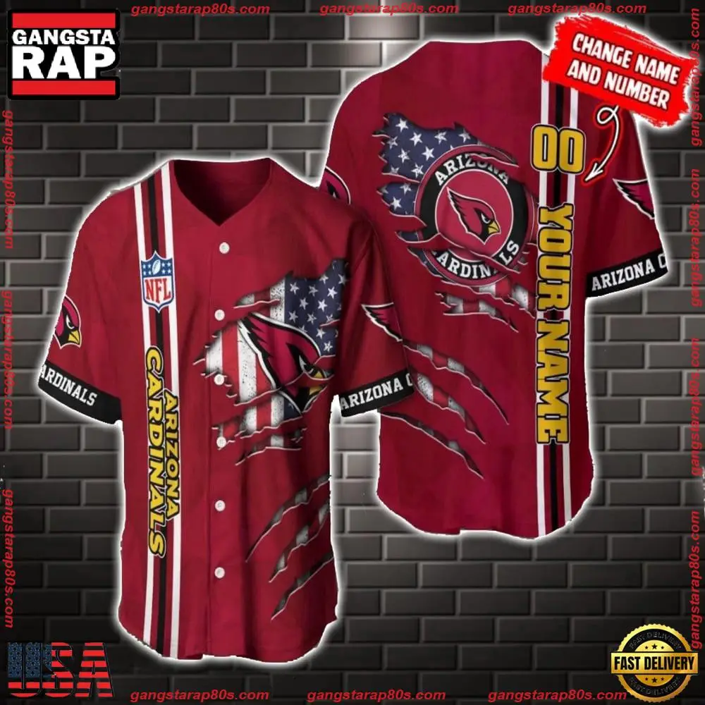 NFL Custom Name Number Arizona Cardinals America Flag New Design Baseball Jersey Shirt Gift For Fans
