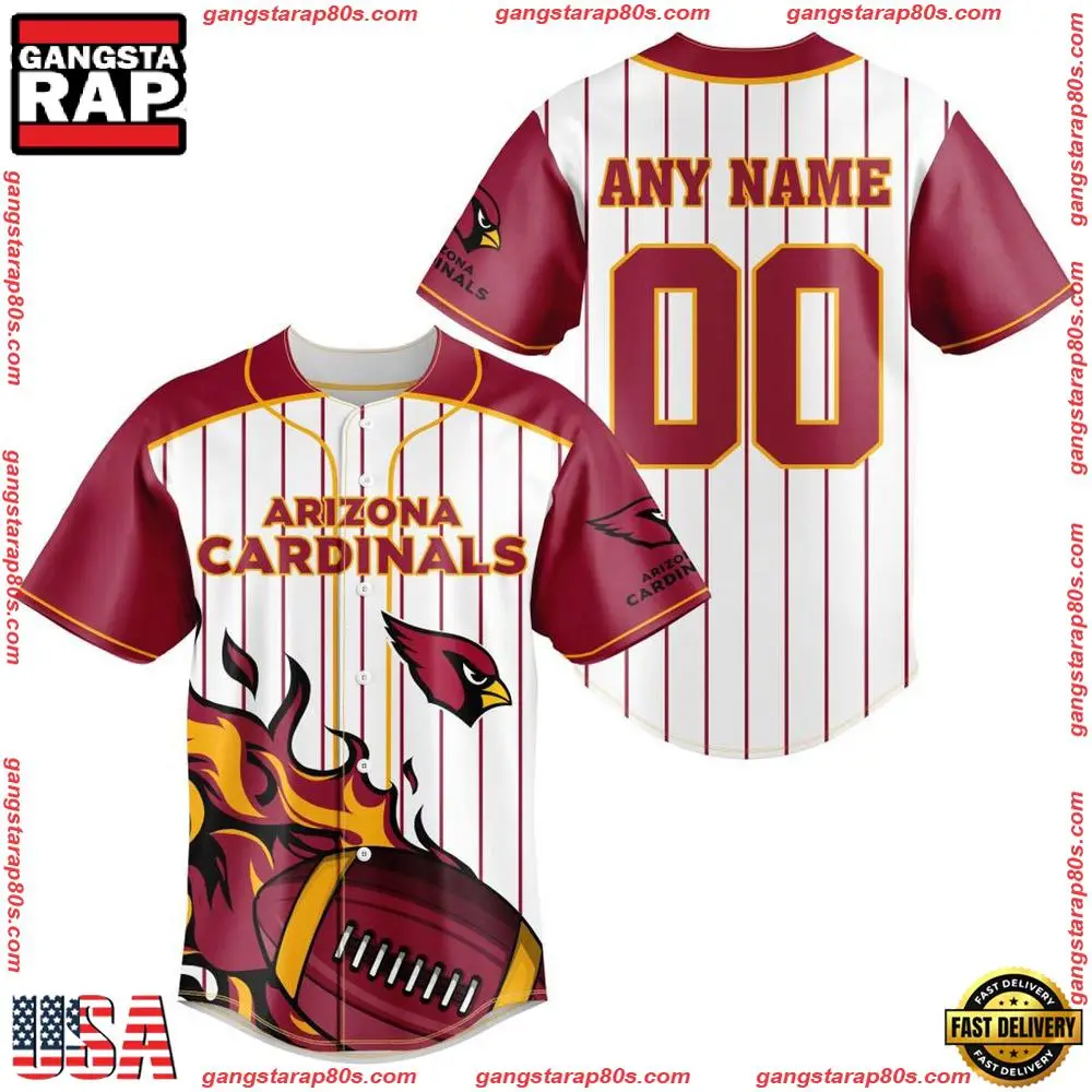 NFL Custom Name Number Arizona Cardinals Baseball Jersey Shirt