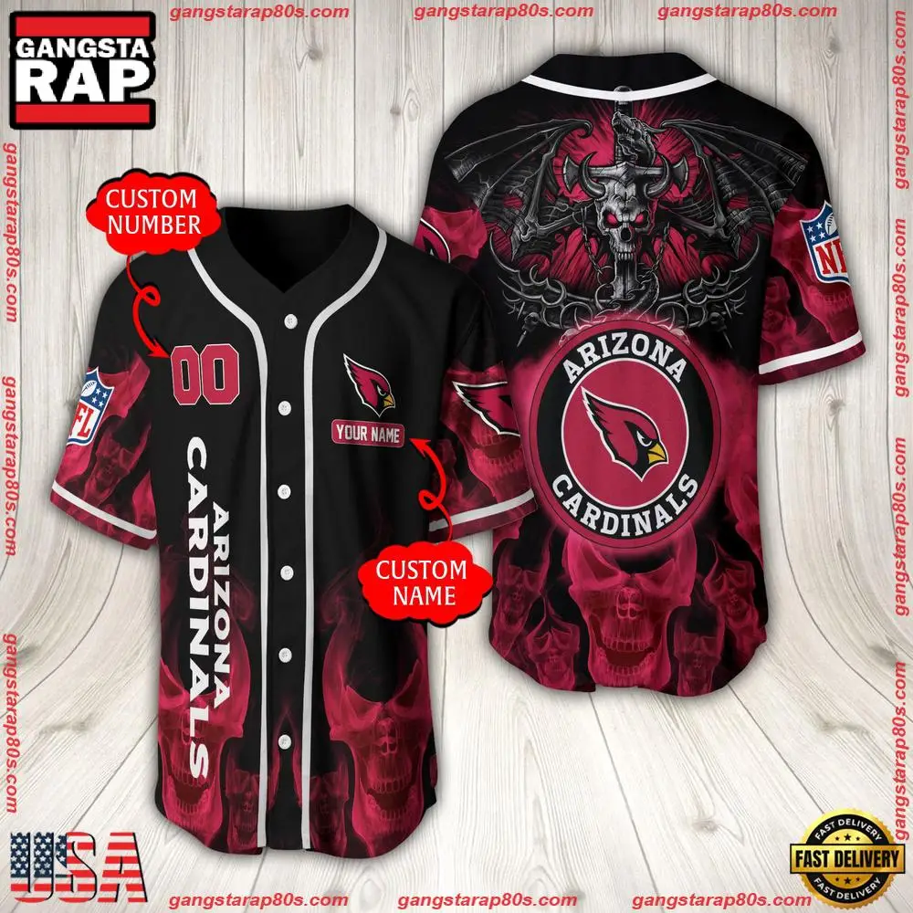NFL Custom Name Number Arizona Cardinals Baseball Jersey