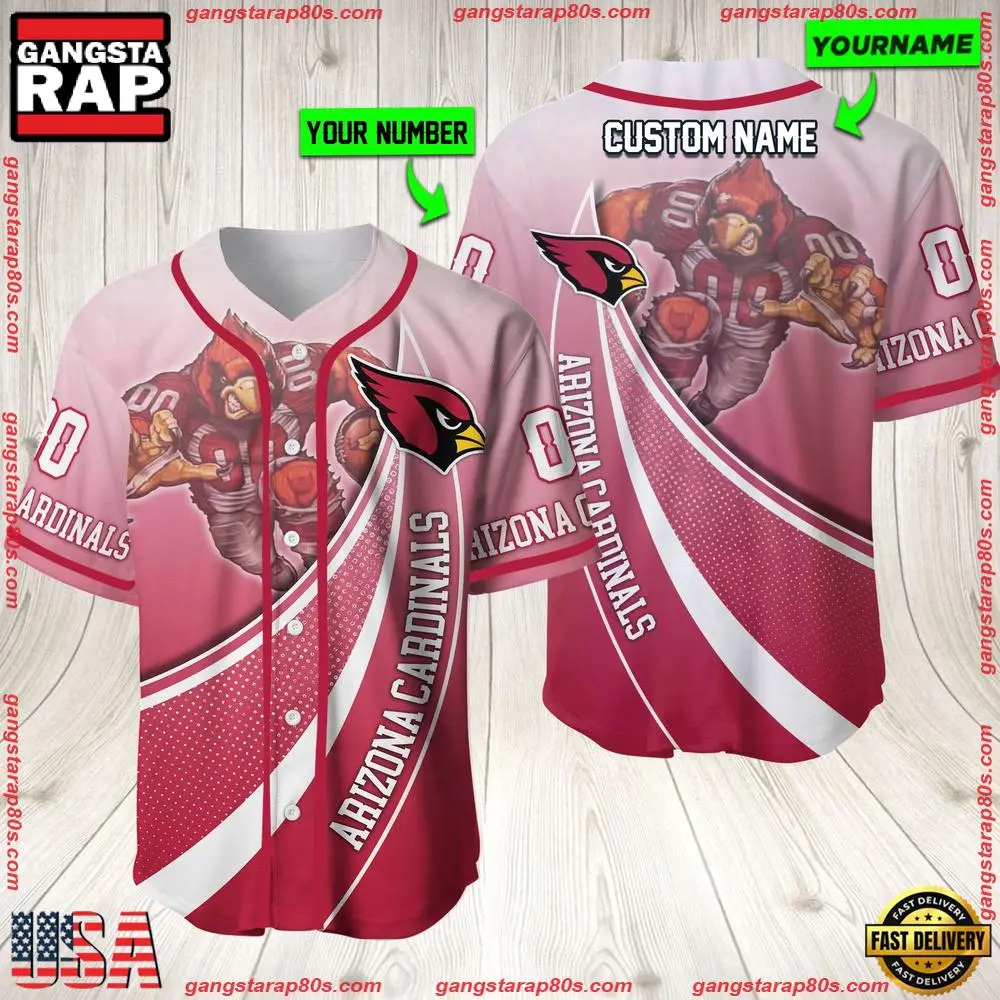 NFL Custom Name Number Arizona Cardinals Mascot Football Baseball Jersey Shirt NFL Custom Name Number Arizona Cardinals Mascot Football Baseball Jersey Shirt - Image 1